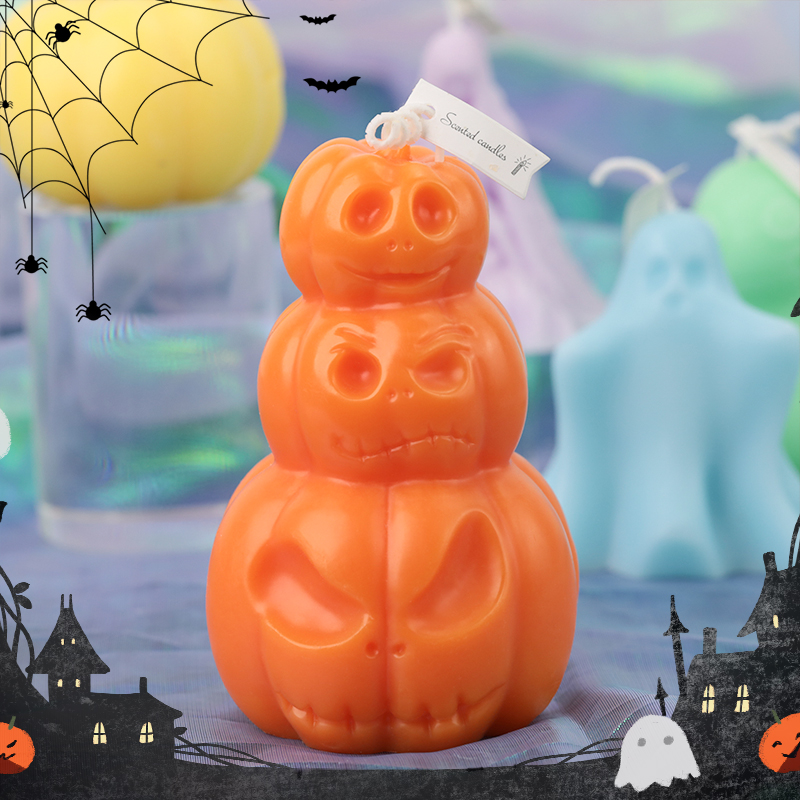 Scented ghost pillar candles Halloween decoration